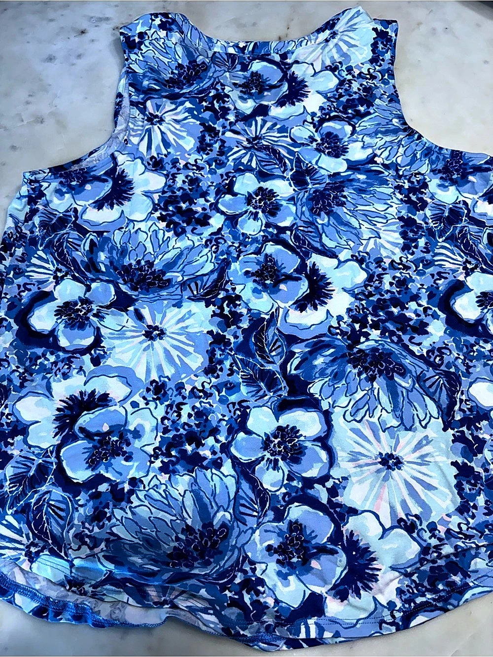 Lilly Pulitzer Raisa Floral Tank Top in Blue & White XL